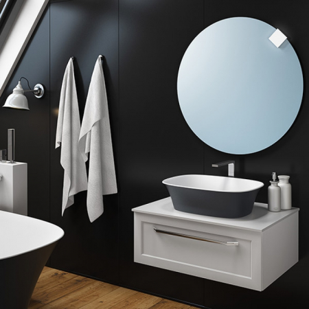 Mobilier pentru lavoar - Dulap baie suspendat KolpaSan Blanche 75 cm, pentru lavoar pe blat, alb