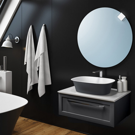 Mobilier pentru lavoar - Dulap baie suspendat KolpaSan Blanche 75 cm, pentru lavoar pe blat, antracit