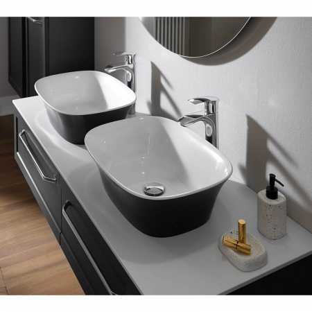 Dulap baie suspendat KolpaSan Blanche, 150 cm, pentru lavoar pe blat, antracit [1]