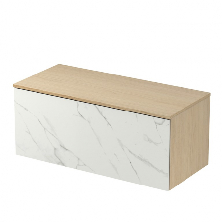 Dulap baie suspendat Cersanit Inverto CALACATTA 100 pentru lavoar pe blat, stejar cu placa ceramica [2]
