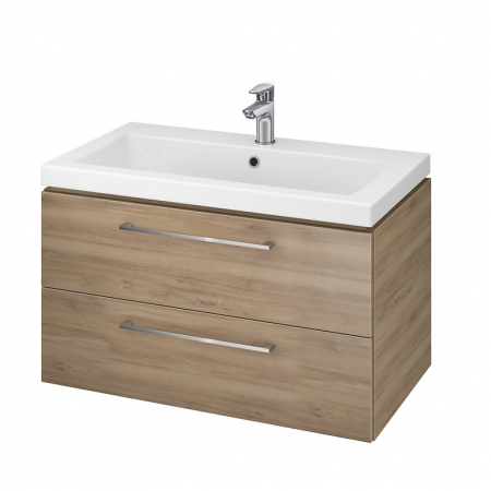 Mobilier pentru lavoar - Dulap baie suspendat Cersanit Lara pentru lavoar Como 80, stejar