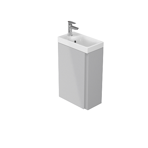 Dulap baie suspendat Cersanit Moduo 40 pentru lavoar, gri lucios, montat [1]