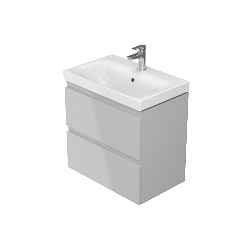 Dulap baie suspendat Cersanit Moduo Slim 60 pentru lavoar, gri, montat [1]