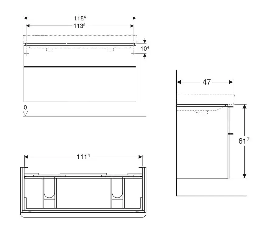 Mobilier baie suspendat cu lavoar 118x47 cm, gri nisipiu, sertare cu softclose, Geberit Smyle Square [4]