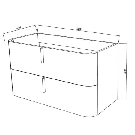 Mobilier baie suspendat pentru lavoar 80 cm, cu front neted  alb mat si manere albe mate, Fluminia Pisa [3]