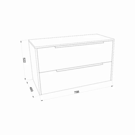 Mobilier baie suspendat pentru lavoar pe blat 80 cm, 2 sertare cu soft close, front riflat, alb mat, manere crom, Fluminia Istria [3]