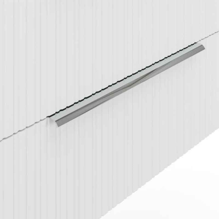 Mobilier baie suspendat pentru lavoar pe blat 80 cm, 2 sertare cu soft close, front riflat, alb mat, manere crom, Fluminia Istria [2]
