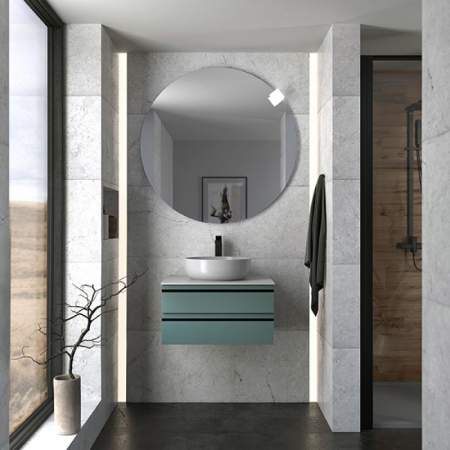 Mobilier baie - Dulap baie suspendat KolpaSan Alexis, 60 cm, pentru lavoar pe blat, verde mat