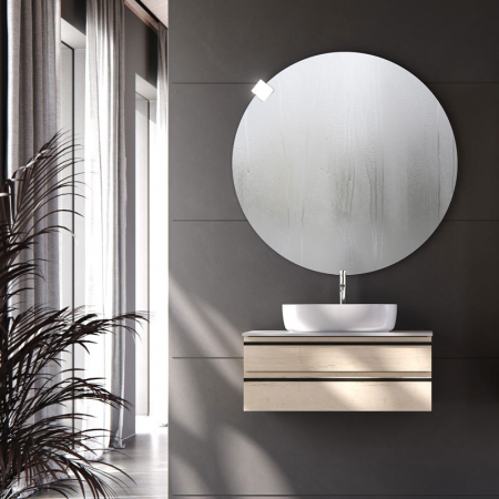 Mobilier pentru lavoar - Dulap baie suspendat Kolpasan Alexis 80 cm, pentru lavoar pe blat, stejar