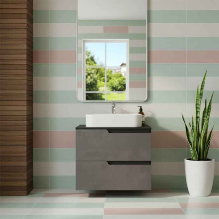 Mobilier cu blat pentru lavoar 60 cm, gri urban, Fluminia Bari [1]