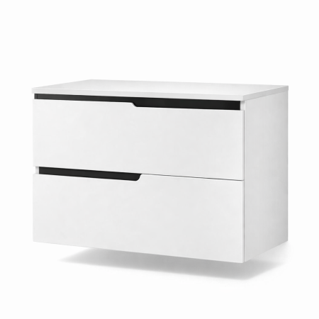 Mobilier pentru lavoar - Mobilier cu blat pentru lavoar 60 cm, sertare soft-close, alb mat, Fluminia Bari