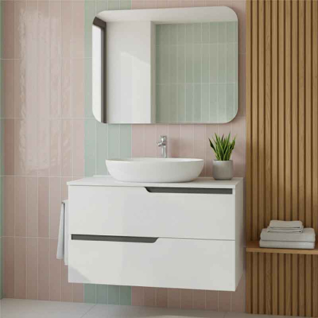 Mobilier cu blat pentru lavoar 80 cm, alb mat,  Fluminia Bari 80 [1]