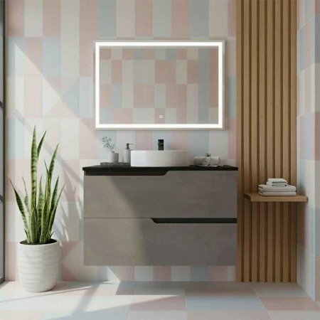 Mobilier cu blat pentru lavoar 80 cm, gri urban, Fluminia Bari [1]