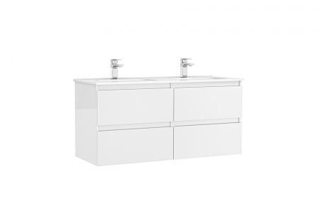Mobilier baie - Set dulap baie suspendat Gala Daily cu lavoar dublu inclus, 120 cm, alb lucios