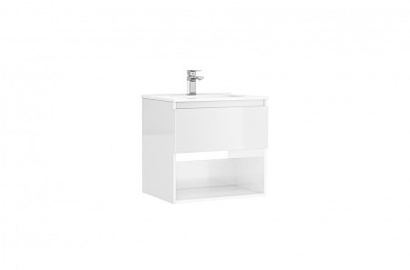 Mobilier baie - Set dulap baie suspendat 1 sertar Gala Daily cu lavoar inclus, 60 cm, alb lucios