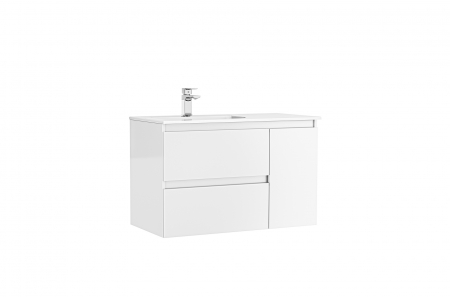 Mobilier baie - Set dulap baie suspendat Gala Daily cu lavoar inclus, 90 cm, alb lucios