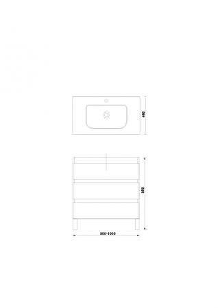 Set dulap baie 3 sertare Gala Daily cu lavoar inclus, 80 cm, antracit lucios [1]
