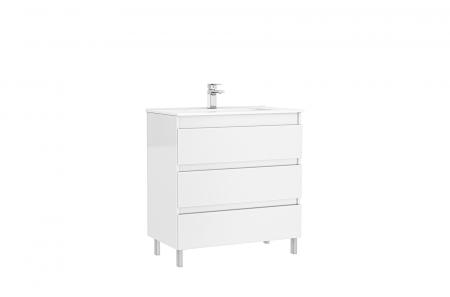 Mobilier baie - Set dulap baie 3 sertare Gala Daily cu lavoar inclus, 80 cm, alb lucios