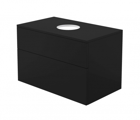 Mobilier baie - Dulap baie suspendat 80x52x47 cm pentru lavoar, negru mat, MDF, Deante Prizma