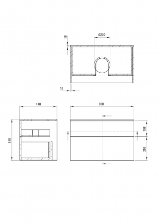 Dulap baie suspendat 80x52x47 cm pentru lavoar, negru mat, MDF, Deante Prizma [4]