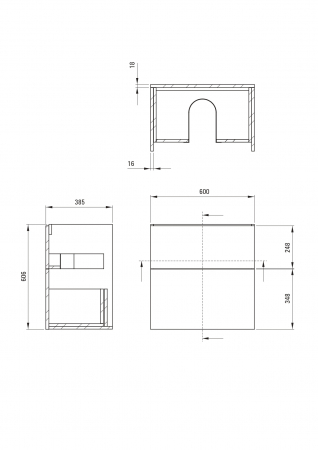 Dulap baie suspendat 60x60x38.5cm pentru lavoar, casmir mat, MDF, Deante Prizma [1]