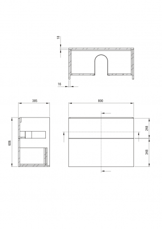 Dulap baie suspendat 80x60x38.5cm pentru lavoar, alb lucios, MDF, Deante Prizma [1]