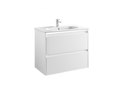 Mobilier baie - Set dulap baie suspendat 2 sertare Gala Klea cu lavoar inclus, 80 cm, alb lucios