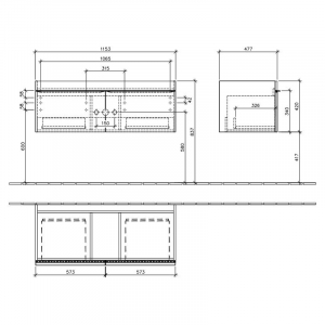 Mobilier lavoar baie alb cu 2 sertare, 1153x420x502 mm, Villeroy & Boch, Venticello [1]