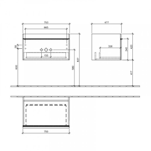 Mobilier lavoar baie alb cu sertar Villeroy & Boch, Venticello [1]