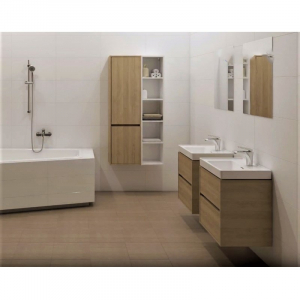 Dulap baie suspendat Cersanit Crea pentru lavoar incastrabil, 100 cm, stejar [2]