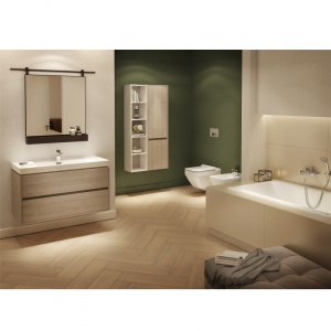 Dulap baie suspendat Cersanit Crea pentru lavoar incastrabil, 100 cm, stejar [1]