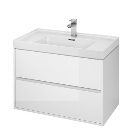 Mobilier pentru lavoar - Mobilier lavoar suspendat cu 2 sertare Cersanit, alb, 80 cm, Crea