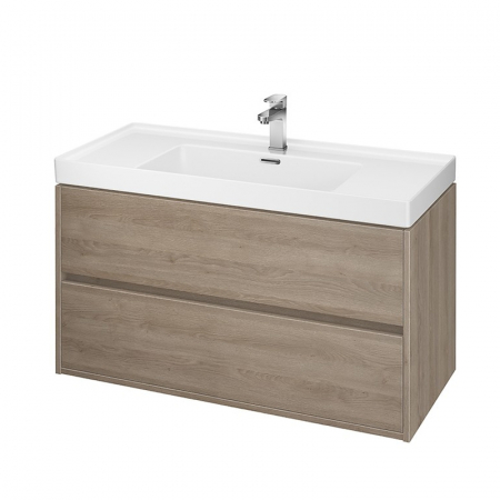 Mobilier pentru lavoar - Mobilier lavoar suspendat cu 2 sertare Cersanit, stejar deschis, 100 cm, Crea