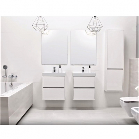 Mobilier lavoar suspendat cu 2 sertare Cersanit, alb, 80 cm, Crea [3]