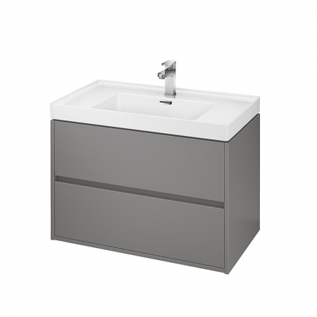 Mobilier pentru lavoar - Mobilier lavoar suspendat cu 2 sertare Cersanit, gri, 80 cm, Crea
