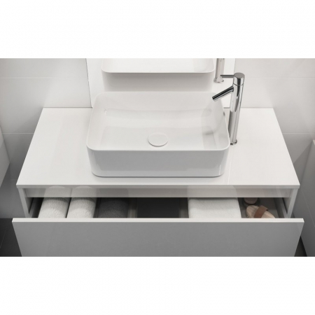 Mobilier lavoar suspendat cu 2 sertare Cersanit, alb, 100 cm, Crea [2]