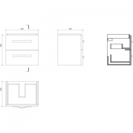 Mobilier pentru lavoar Cersanit Urban Harmony 54x42x50 cm, alb, montat,Cersanit [2]