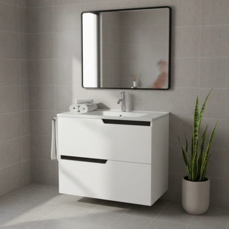 Mobilier pentru lavoar incastrat 60 cm, alb mat, Fluminia Bari [1]