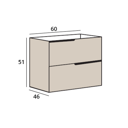 Mobilier pentru lavoar incastrat 60 cm, sertare softclose, gri urban, Fluminia Bari [2]