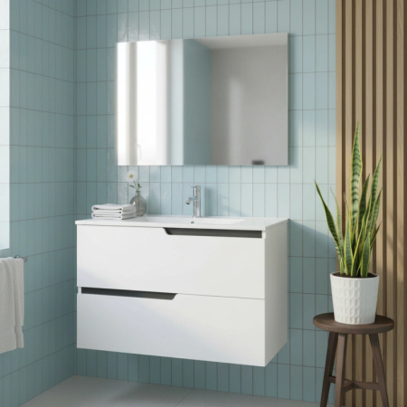 Mobilier pentru lavoar incastrat  80 cm, alb mat, Fluminia Bari 80 [1]