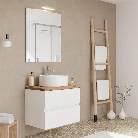 Mobilier pentru lavoar pe blat 80 cm, alb lucios, Fluminia Genova [1]