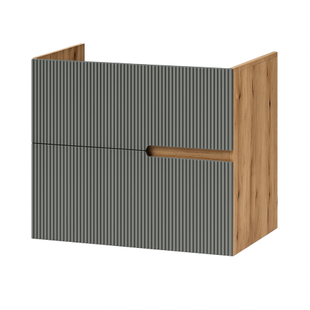 Mobilier pentru lavoar - Mobilier pentru lavoar pe blat, finisaj riflat, 60 cm, verde Fluminia Malta