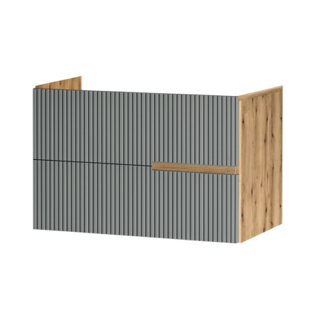 Mobilier pentru lavoar - Mobilier pentru lavoar pe blat, finisaj riflat 80 cm, verde, Fluminia Malta