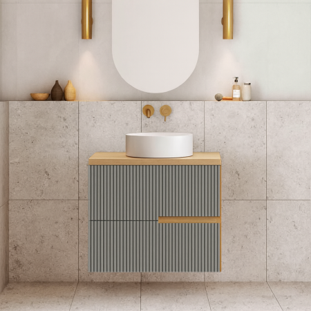 Mobilier pentru lavoar pe blat, finisaj riflat 80 cm, verde, Fluminia Malta [1]
