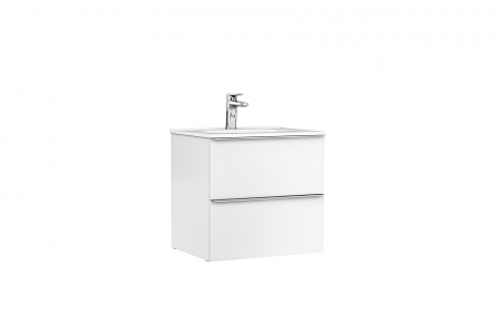 Mobilier baie - Set dulap baie suspendat 2 sertare Gala Shona cu lavoar Klea inclus, 60 cm, alb mat