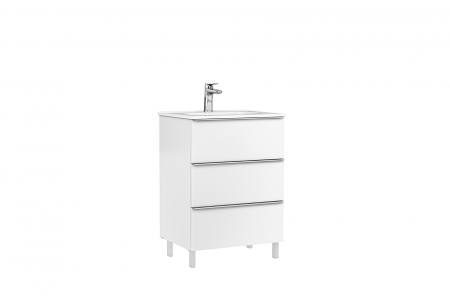 Mobilier baie - Set dulap baie 3 sertare Gala Shona cu lavoar Klea inclus, 60 cm, alb mat