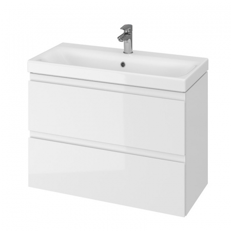 Mobilier pentru lavoar - Dulap baie suspendat Cersanit Moduo Slim 80 pentru lavoar incastrabil, alb