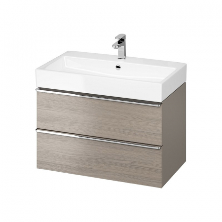 Mobilier pentru lavoar - Dulap baie suspendat Cersanit Virgo 80 pentru lavoar incastrabil, stejar cu manere crom