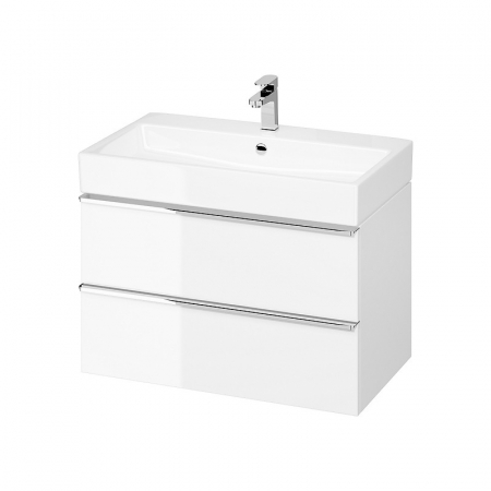 Mobilier pentru lavoar - Dulap baie suspendat Cersanit Virgo 80 pentru lavoar incastrabil, alb cu manere crom