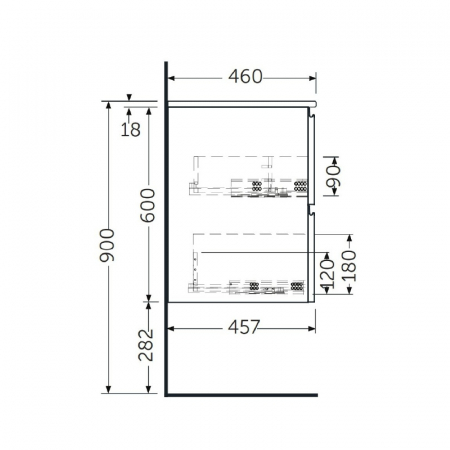 Mobilier suspendat incastrabil pentru lavoar, Joy, 100 cm stejar, Rak [2]